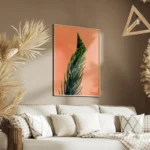 poster plante verte sur fond rose salon.webp