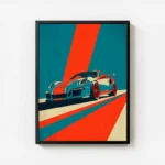 poster porsche gt3 minimaliste avec cadre.webp