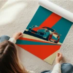 poster porsche gt3 minimaliste en rouleau.webp