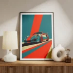 poster porsche gt3 minimaliste meuble.webp