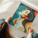 poster portrait femme couleurs pastel en rouleau.webp