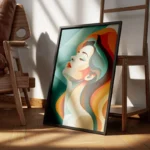 poster portrait femme couleurs pastel encadre.webp