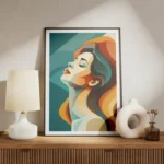 poster portrait femme couleurs pastel meuble.webp