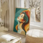 poster portrait femme couleurs pastel salon beige.webp