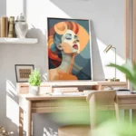 poster portrait femme geometrique bureau.webp