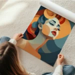 poster portrait femme geometrique en rouleau.webp