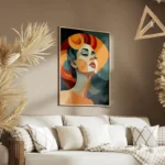 poster portrait femme geometrique salon.webp