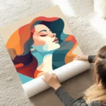 poster portrait femme pastel au sol.webp