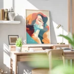 poster portrait femme pastel bureau.webp