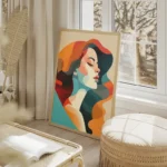 poster portrait femme pastel salon beige.webp