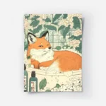 poster renard orange dans un bain fleuri.webp