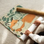 poster renard orange dans un bain fleuri enroule.webp