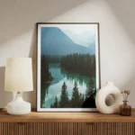 poster riviere turquoise et montagnes meuble.webp