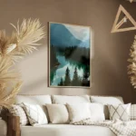 poster riviere turquoise et montagnes salon.webp