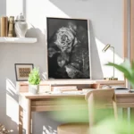 poster rose noire et blanche bureau.webp