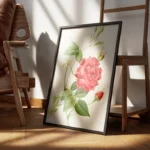 poster rose rouge encadre.webp