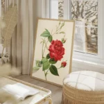 poster rose rouge salon beige.webp