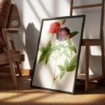 poster roses rouges et noires avec feuilles vertes encadre.webp