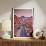 poster route desertique entre rochers meuble.webp