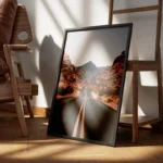 poster route desertique rouge encadre.webp