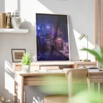 poster rue nocturne illuminee bureau.webp