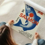 poster saumon vintage tokyo en rouleau.webp