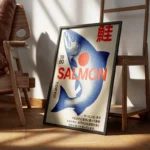 poster saumon vintage tokyo encadre.webp