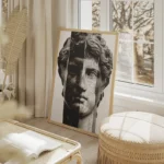 poster sculpture antinous moderne salon beige.webp