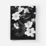 poster serpent noir et fleurs.webp