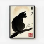 poster silhouette chat noire avec cadre.webp