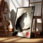 poster silhouette chat noire encadre.webp