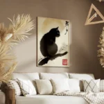 poster silhouette chat noire salon.webp