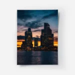 poster silhouettes de batiments au coucher de soleil.webp