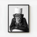poster singe amusant avec rouleau de papier avec cadre.webp