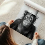 poster singe avec chapeau en rouleau.webp