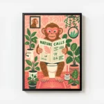poster singe lisant le journal avec cadre.webp