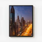 poster skyline de dubai a l aube avec cadre.webp