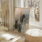 poster skyline moderne salon beige.webp
