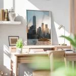 poster skyline new york au coucher de soleil bureau.webp