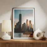 poster skyline new york au coucher de soleil meuble.webp