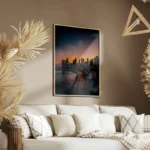 poster skyline new york au coucher du soleil salon.webp