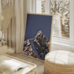 poster sommet neigeux montagnard salon beige.webp