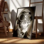 poster squelette pilote vintage encadre.webp