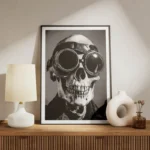 poster squelette pilote vintage meuble.webp