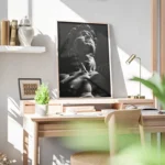 poster statue de david en noir et blanc bureau.webp