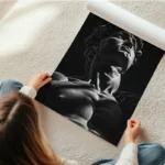 poster statue de david en noir et blanc en rouleau.webp