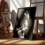 poster statue de david en noir et blanc encadre.webp