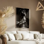 poster statue de david en noir et blanc salon.webp