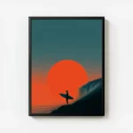 poster surf au coucher de soleil avec cadre.webp