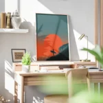 poster surf au coucher de soleil bureau.webp